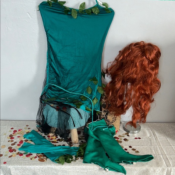 Poison Ivy women’s Halloween Costume with Red Wig and Custom made boot covers - Picture 1 of 10